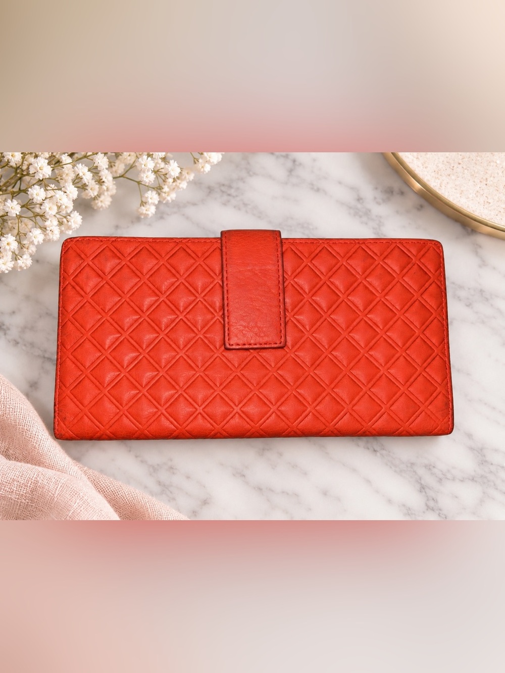 HOBO Coral Woven Leather Continental Wallet | Snap Closure